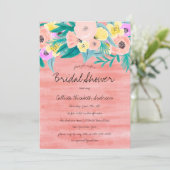 コーラルガーリーイエローフローラ水カラーブライダルシャワー 招待状 (スタンド正面)