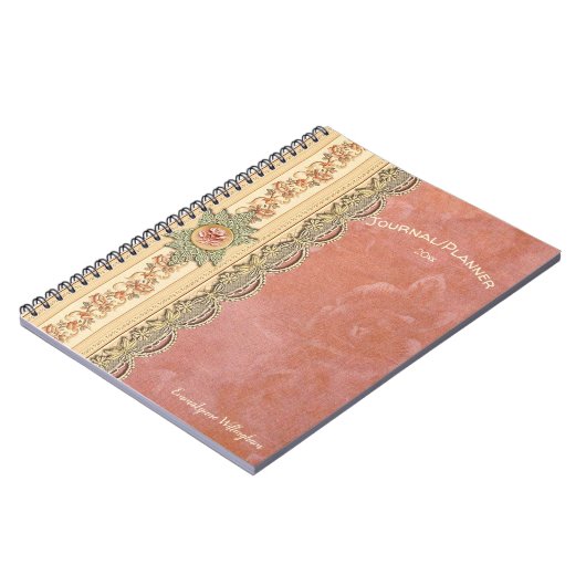 コーラルガーリーバラアイボリーシャンパンレースyour Name ノートブック (左側)