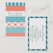 コーラルガーリー&ティール（緑がかった色）和紙テープパターンブティック 名刺 (正面/裏面)