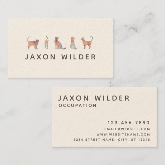 コーラルキャットシルエットクラウドサンセットミニマル 名刺 (正面/裏面)