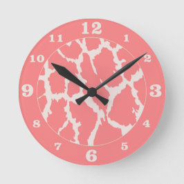 コーラルキリンアニマルプリントナンバード ラウンド壁時計