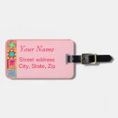 コーラルキルトブロック荷物又は裁縫機械ラベル ラゲッジタグ (正面横)