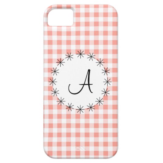 コーラルギンガムチェック'モノグラム' iPhone 5ケース Case-Mate iPhoneケース (裏面)