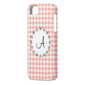 コーラルギンガムチェック'モノグラム' iPhone 5ケース Case-Mate iPhoneケース (裏面左)