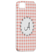 コーラルギンガムチェック'モノグラム' iPhone 5ケース Case-Mate iPhoneケース (裏面/右)