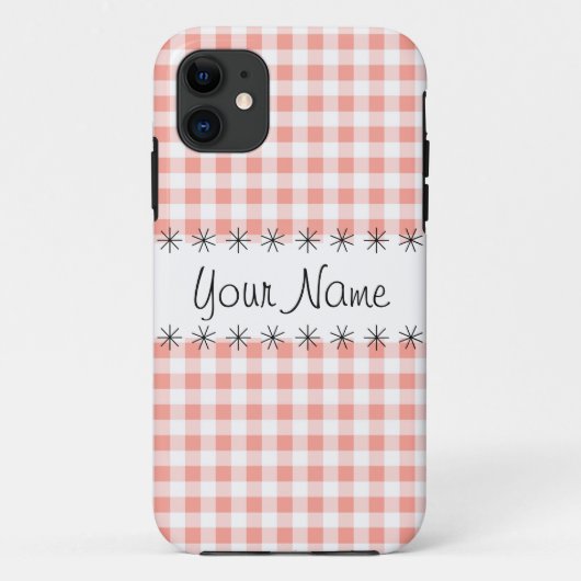 コーラルギンガムチェック'名前' iPhoneケース Case-Mate iPhoneケース (裏面)