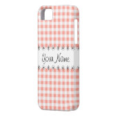 コーラルギンガムチェック'名前' iPhoneケース Case-Mate iPhoneケース (裏面左)