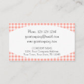 コーラルギンガムチェック楕円形の名刺 名刺 (裏面)