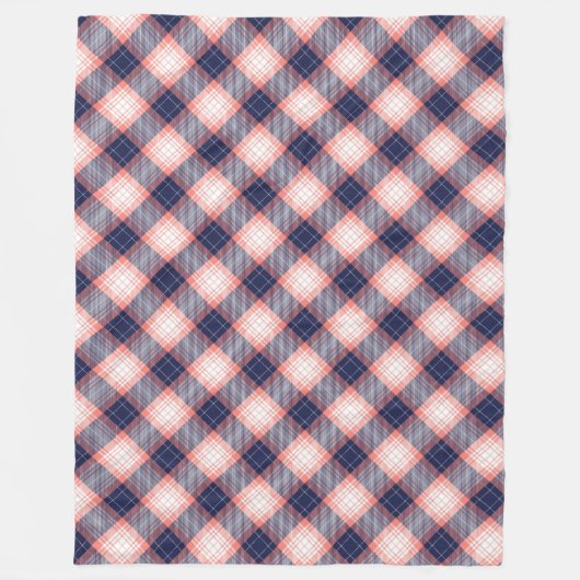 コーラルクラシックネイビーブランケット時無タータンチェック心地よい フリースブランケット (正面)
