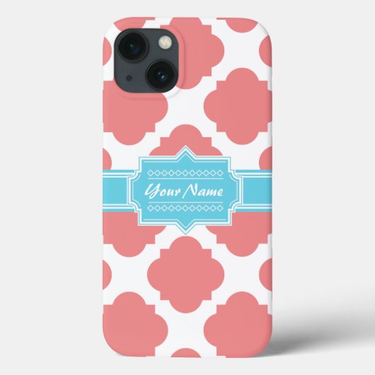 コーラルクローバーアクアパーソナライズされた名 | N1 Case-Mate iPhoneケース (裏面)