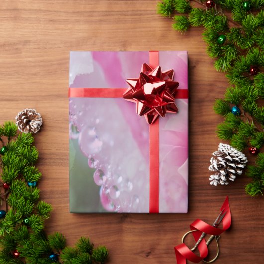 コーラルグラス&牡丹ピンク開花包装紙 ラッピングペーパー (クリスマスギフト)