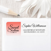 コーラルグラデーションスウィート16誕生日差出人住所 ラベル (インサイチュ)