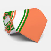 コーラルグリーンとアイボリーストライプのタイ ネクタイ (ロール)