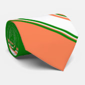 コーラルグリーンとアイボリー交互タイストライプのプ ネクタイ (ロール)