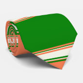 コーラルグリーンとアイボリー水平ストライプの- ネクタイ (ロール)