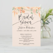 コーラルグリーンフローラ水彩画ブライダルシャワー 招待状 (スタンド正面)