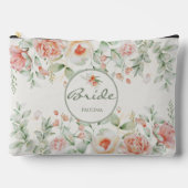コーラルグリーンロマンチックフローラのための花嫁 アクセサリーポーチ (正面)