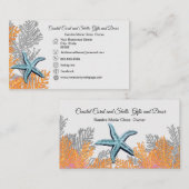 コーラルグレイティール（緑がかった色）ヒトデシンプルィッシュ沿岸 名刺 (正面/裏面)