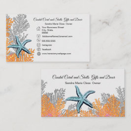 コーラルグレイティール（緑がかった色）ヒトデシンプルィッシュ沿岸 名刺