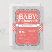 コーラルグレイフローラフラワーベビーシャワー招待状 招待状 (正面)