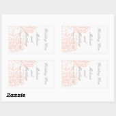 コーラルグレイフローラヴィンテージウェディングワインラベル 長方形シール (シート)