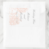 コーラルグレイフローラヴィンテージウェディングワインラベル 長方形シール (バッグ)