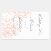 コーラルグレイフローラヴィンテージウェディングワインラベル 長方形シール (正面)