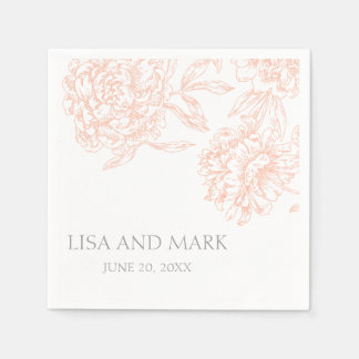 コーラルグレイフローラヴィンテージウェディング紙ナプキンス スタンダードカクテルナプキン