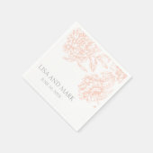 コーラルグレイフローラヴィンテージウェディング紙ナプキンス スタンダードカクテルナプキン (角)