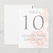 コーラルグレイフローラヴィンテージ結婚式台番号 ポストカード (正面/裏面)