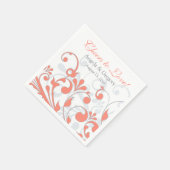コーラルグレイフローラ結婚パーソナライズされたズ スタンダードカクテルナプキン (角)