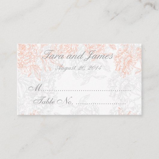 コーラルグレイヴィンテージ結婚フローラの護衛カード プレイスカード (正面)