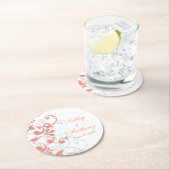 コーラルグレイ抽象芸術パーソナライズされたフローラ結婚ズ ラウンドペーパーコースター (インサイチュ)