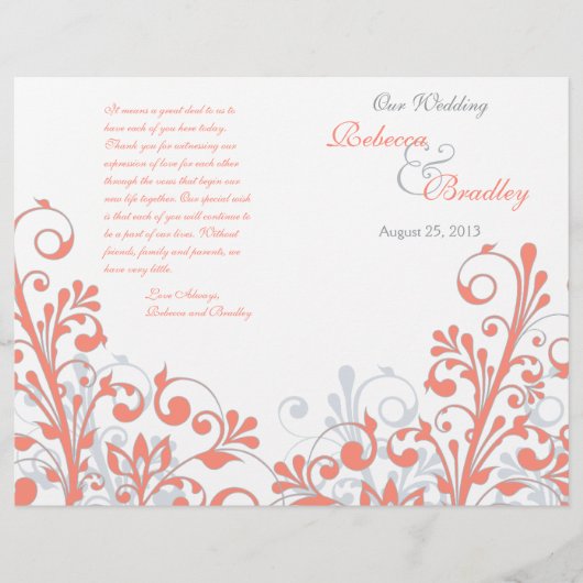 コーラルグレイ白抽象芸術フローラ結婚式 (正面)