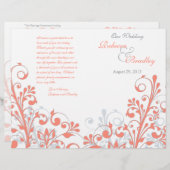 コーラルグレイ白抽象芸術フローラ結婚式 (正面/裏面)