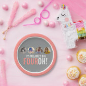 コーラルグレイ40th FOUROH! 4枚の写真の誕生日 ペーパープレート (パーティー)