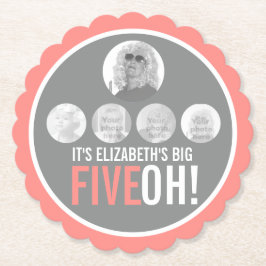 コーラルグレイ50th FIVEOH! 5枚の写真の誕生日 ペーパーコースター
