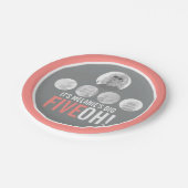 コーラルグレイ50th FIVEOH! 5枚の写真の誕生日 ペーパープレート (アングル)