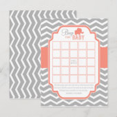 コーラルグレーシェブロンエレファントビンゴベビシャワーゲーム インビテーションポストカード (正面/裏面)