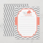 コーラルグレーシェブロンエレファントベビーブシャワーアドバイス アドバイスカード (正面/裏面)