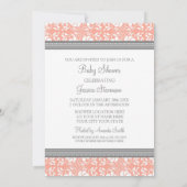 コーラルグレーダマスクカスタムベビーシャワー招待状 招待状 (裏面)