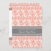 コーラルグレーダマスクカスタムベビーシャワー招待状 招待状 (正面/裏面)