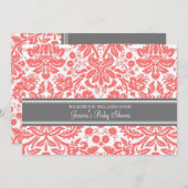 コーラルグレーダマスクカスタムベビーシャワー招待状 招待状 (正面/裏面)