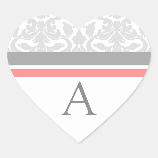 コーラルグレーダマスクモノグラム封筒用シール ハートシール (正面)