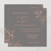 コーラルグレーフローラ結婚式招待状カード 招待状 (正面/裏面)
