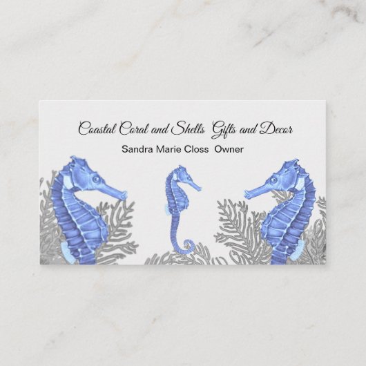 コーラルグレーブルーシーホースシンプルコースト 名刺 (裏面)