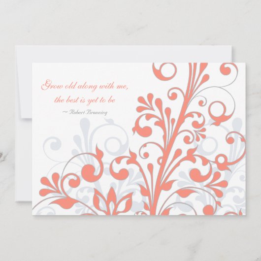 コーラルグレーホワイトフローラ結婚式招待状 招待状 (裏面)