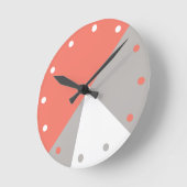 コーラルグレーホワイト抽象芸術幾何モダン装飾 ラウンド壁時計 (傾斜)