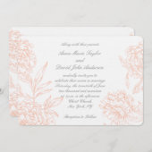 コーラルグレーヴィンテージフローラ結婚式招待状 招待状 (正面/裏面)