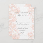 コーラルグレー ヴィンテージ フラワー ウェディング RSVP (正面/裏面)